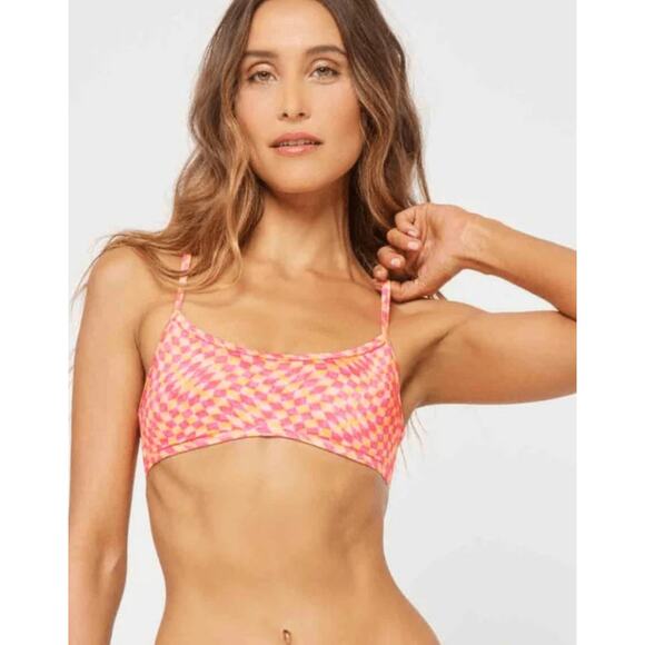 L*Space Pamela Bikini Top in Heat Waves Pink Racerback Size Small NWT - Picture 1 of 7